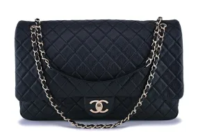 17S Chanel Black Ltd Airlines Runway Travel XXL Classic Flap Bag GHW