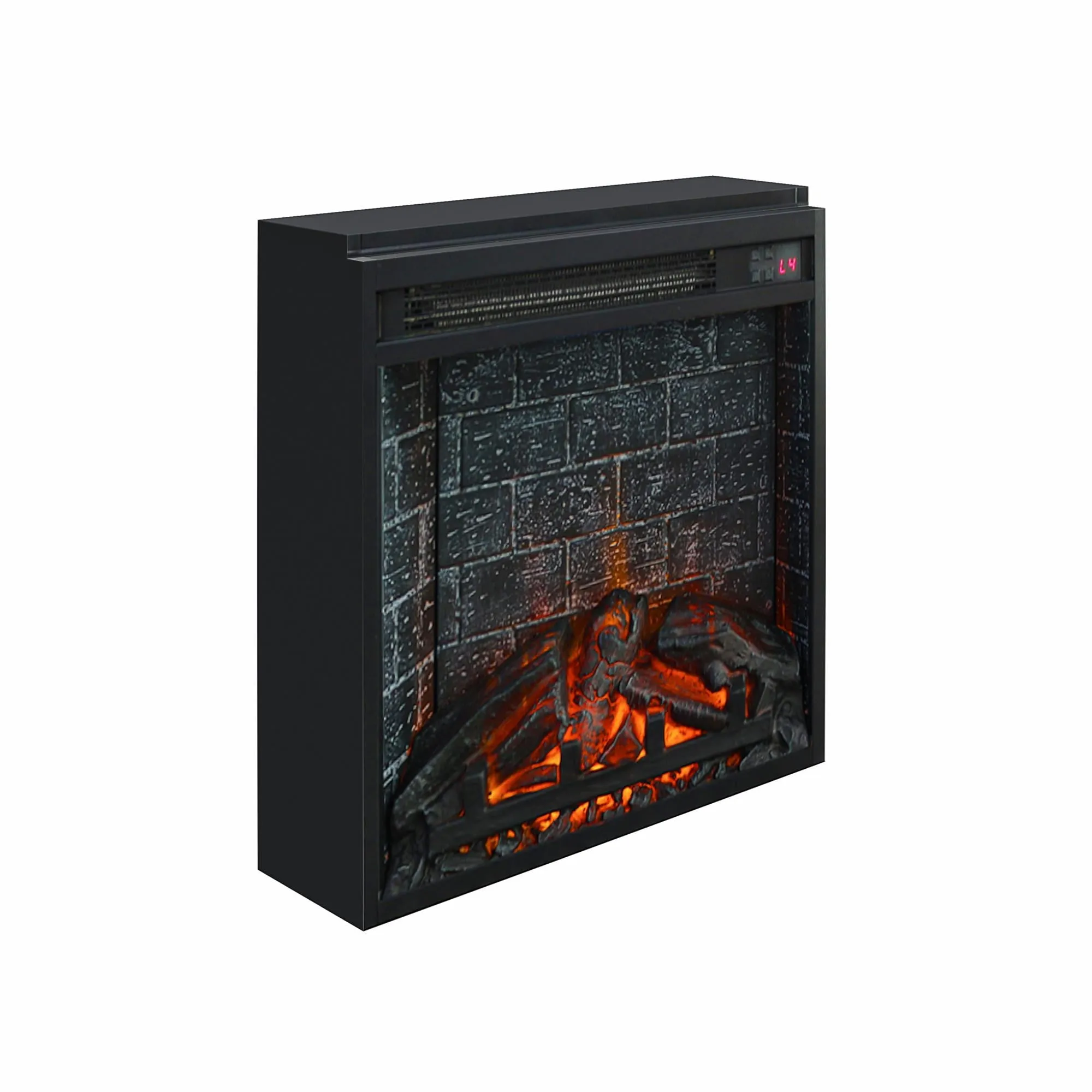 18 inch Electric Glass Front Fireplace Insert with Remote, Black