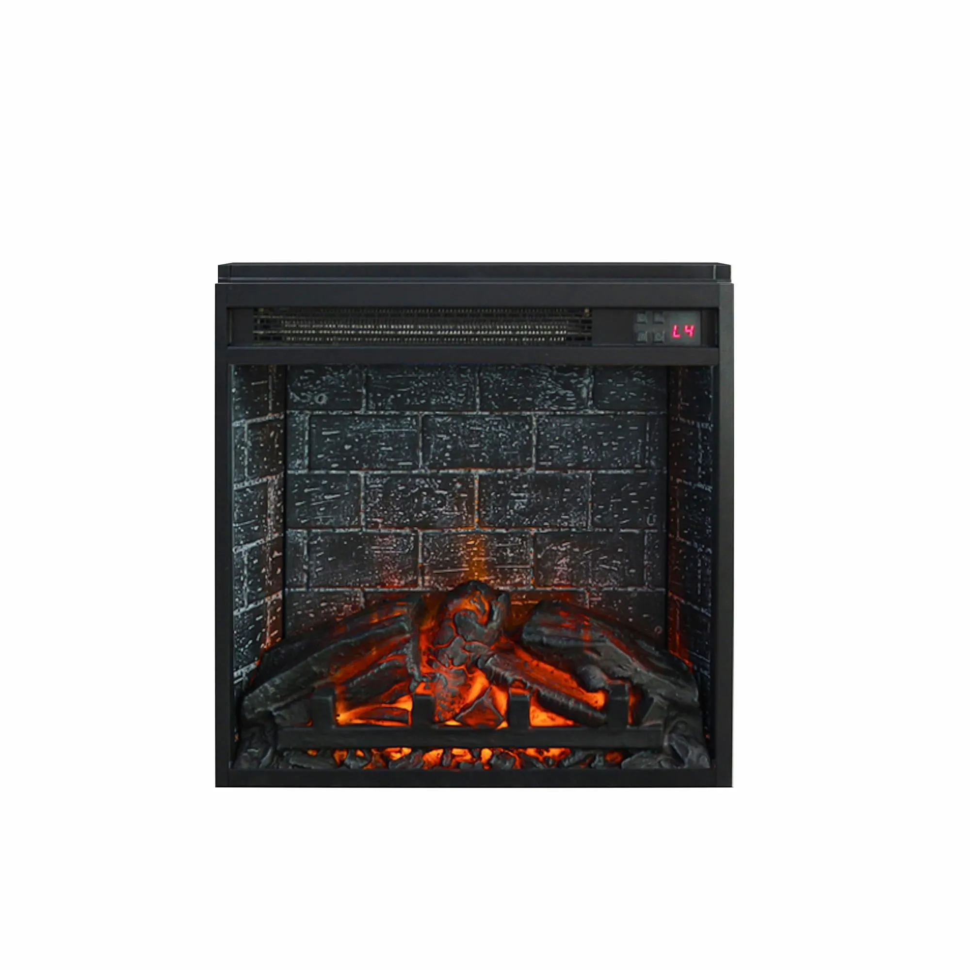 18 inch Electric Glass Front Fireplace Insert with Remote, Black