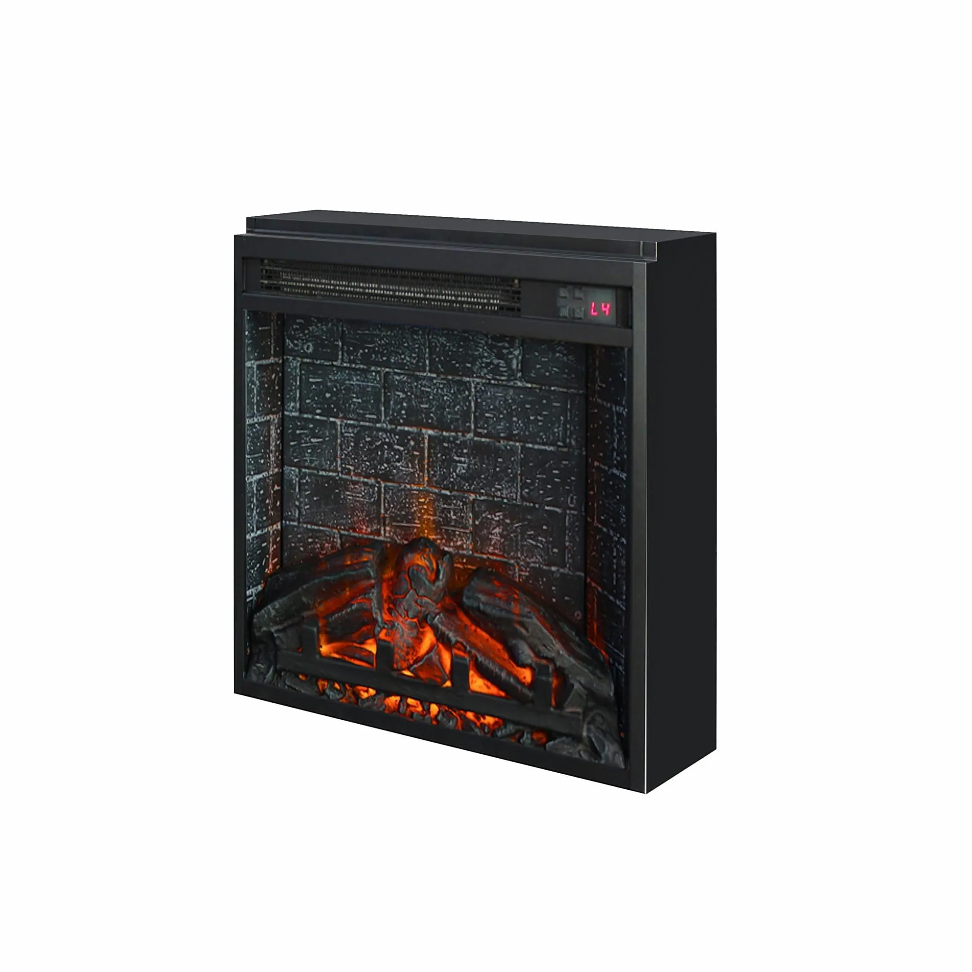 18 inch Electric Glass Front Fireplace Insert with Remote, Black