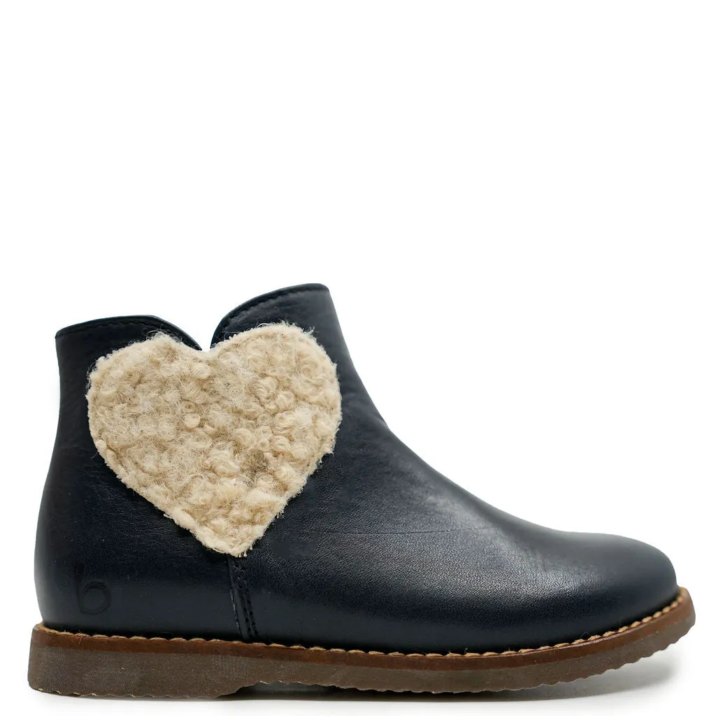 Beberlis Navy Fur Heart Bootie