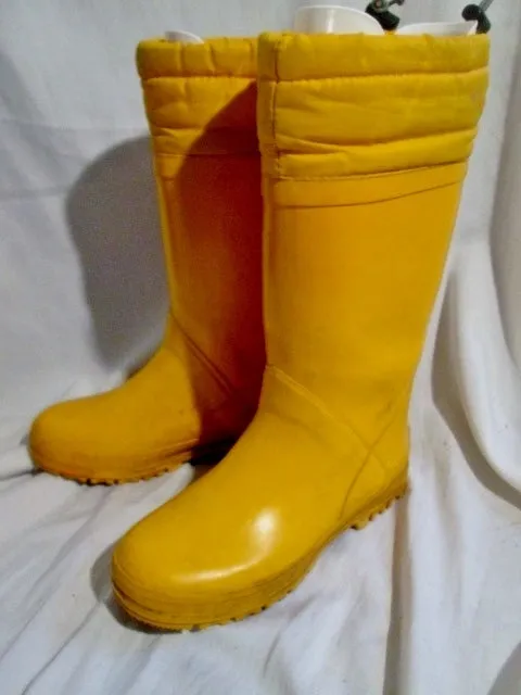 Boys Girls LAND'S END Insulated Rainboots Wellies Rain Snow Boots Winter 4 YELLOW