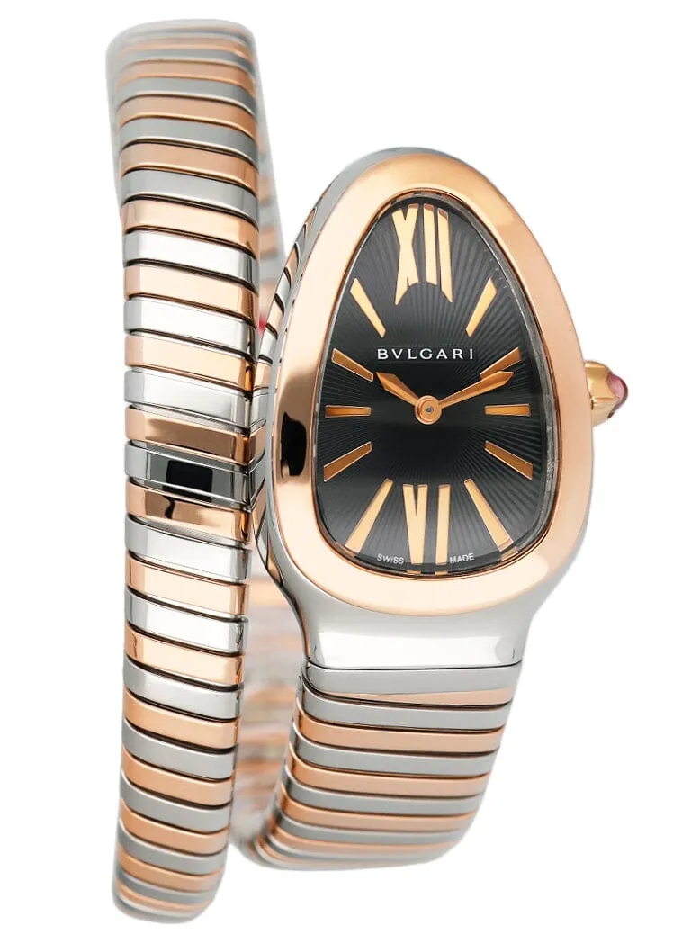 Bvlgari Serpenti Tubogas 102123 Black Dial Two Tone Ladies Watch Box Papers