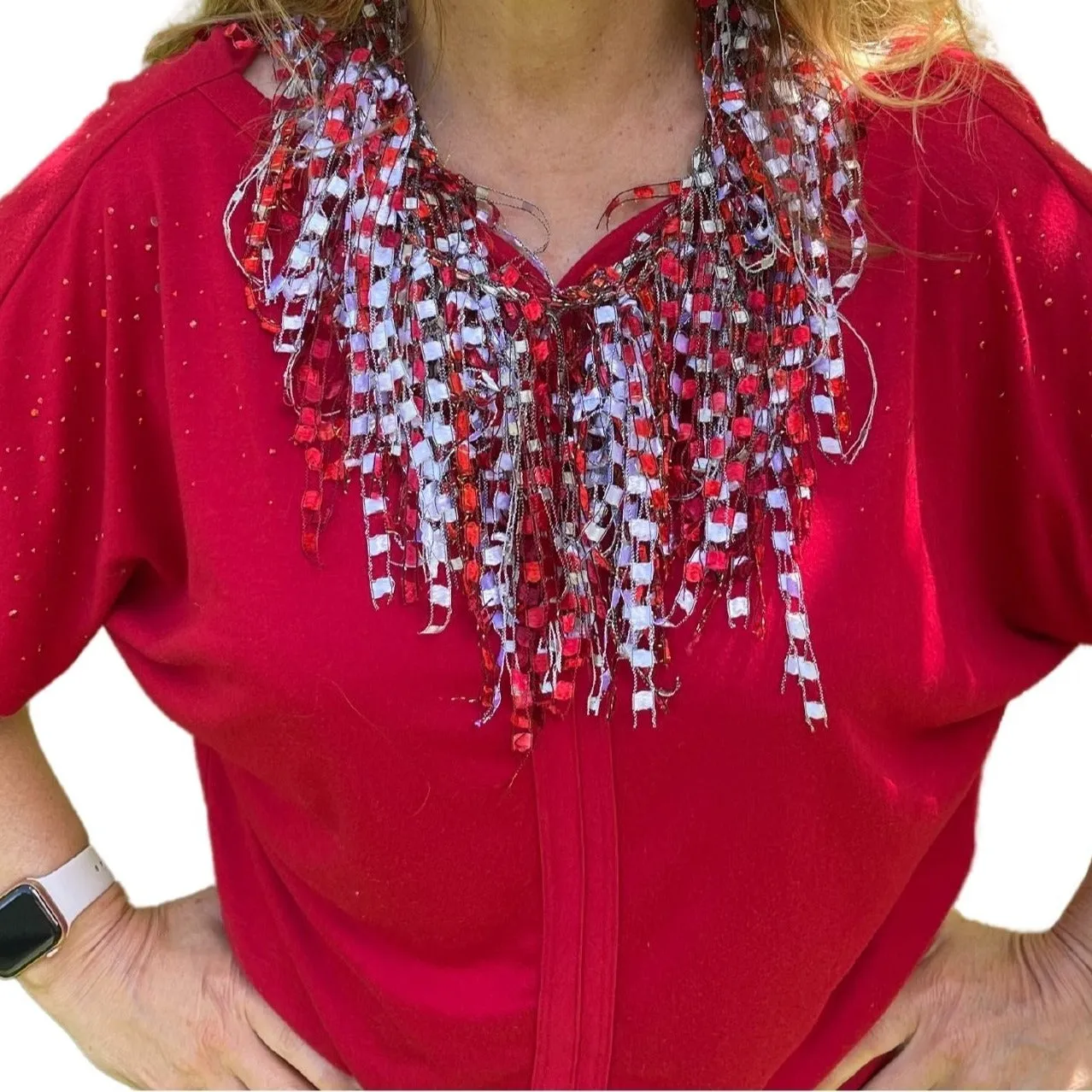 Canadiana 🇨🇦 Red and White Scarf Necklace