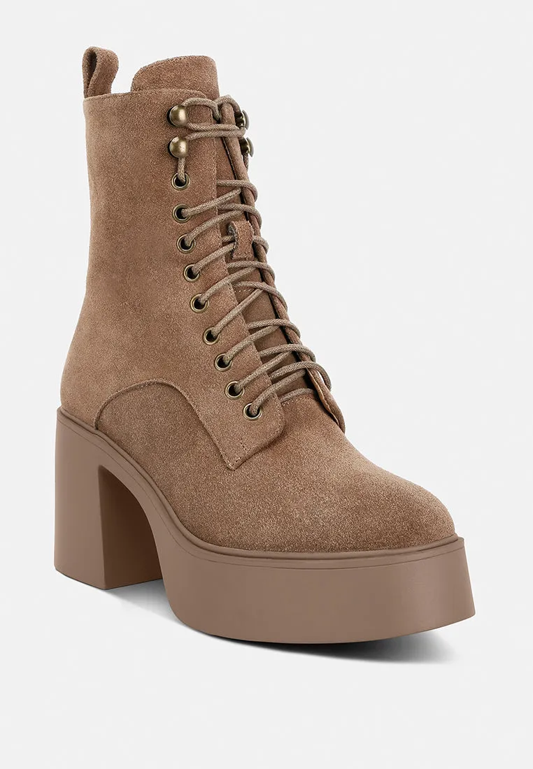 Carmac High Ankle Platform Boots In Tan