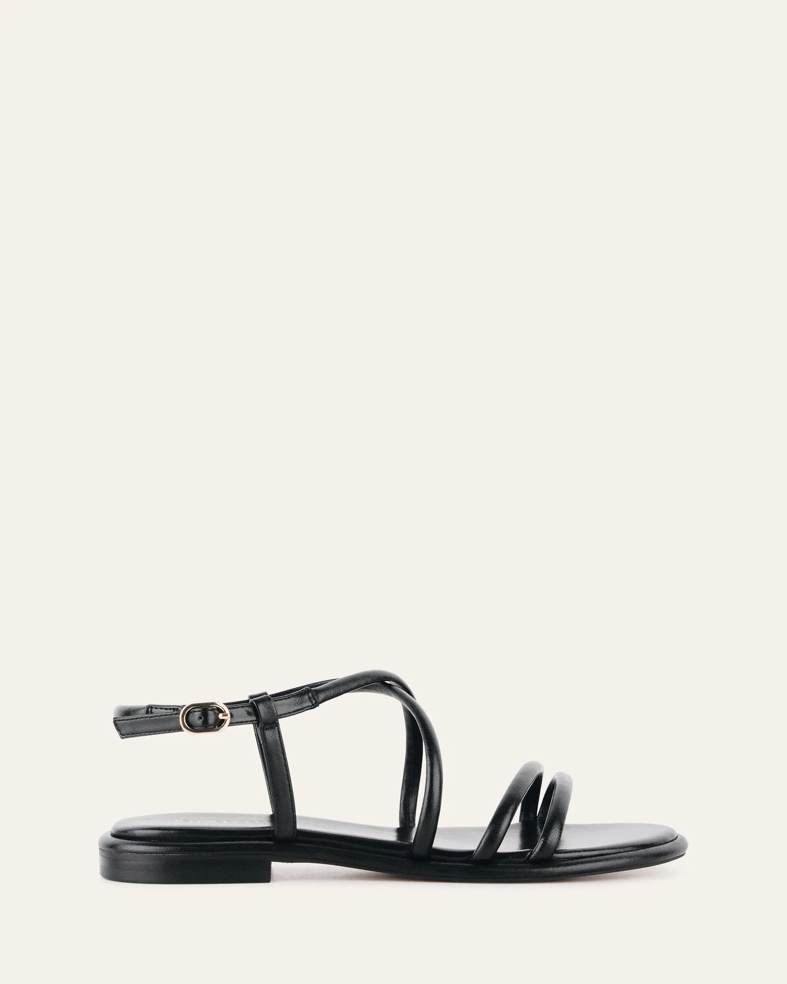 CATALINA FLAT SANDALS BLACK LEATHER