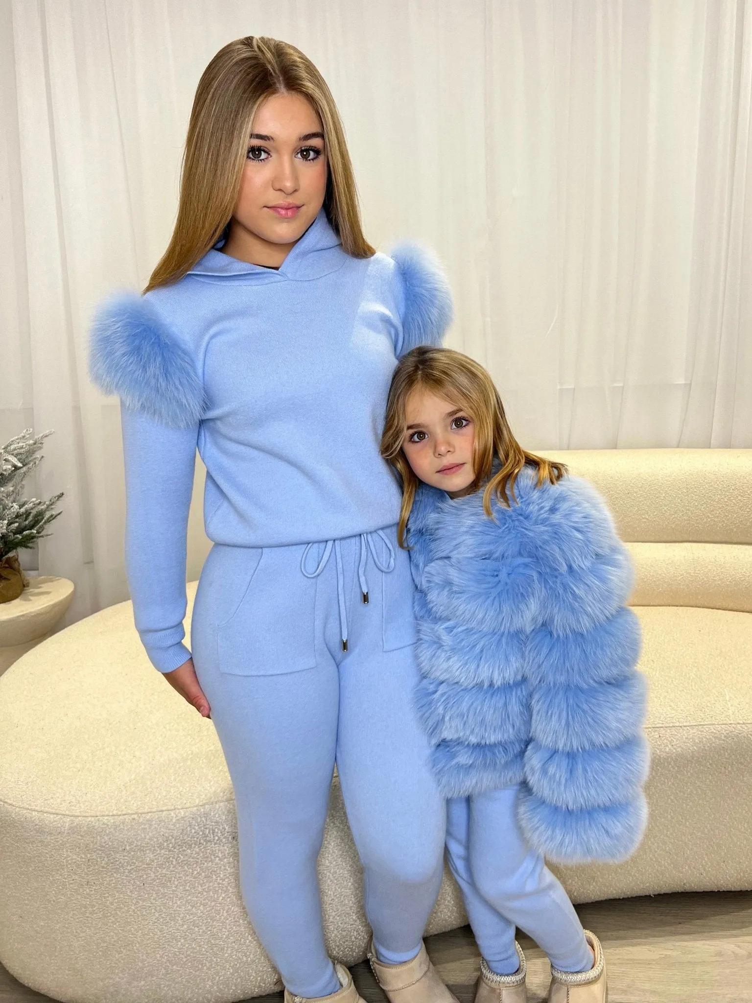 Childrens Baby Blue Luxury Fur Coat