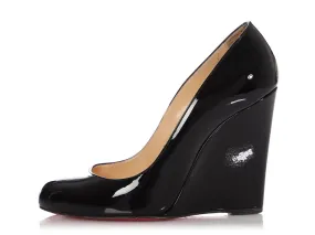 Christian Louboutin Black Patent Ron Ron Zeppa Wedges 100