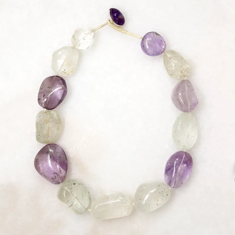 Chunky Amethyst & Rock Crystal Bead Necklace