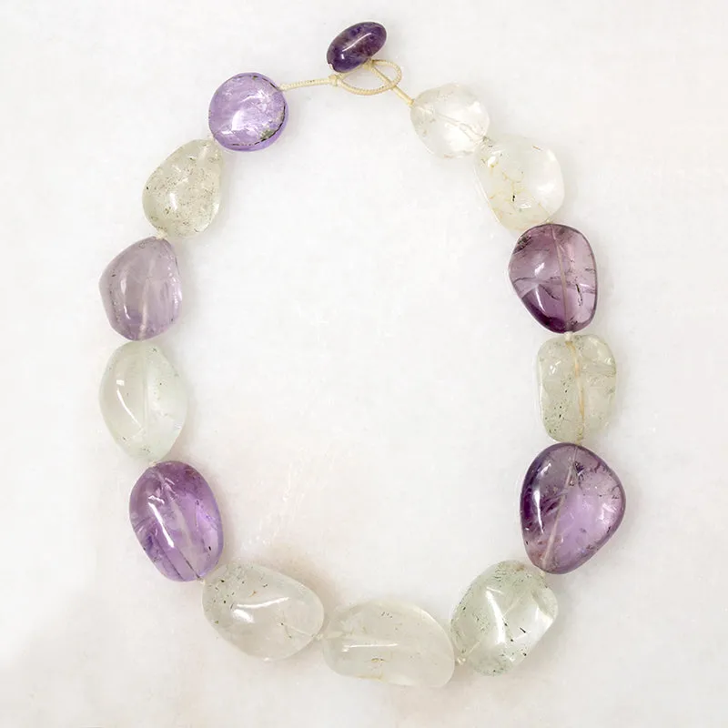 Chunky Amethyst & Rock Crystal Bead Necklace