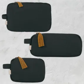 Companion Zip Pouch - TC Thai Cotton - S021 Dark Green Grey