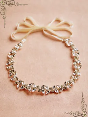 Crystal Rhinestone Tie On Sash for Wedding Dress BT2012