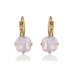 Cushion Cut Crystal Earrings: Vintage Style Cushion Cut Rose Opal Drop Earrings