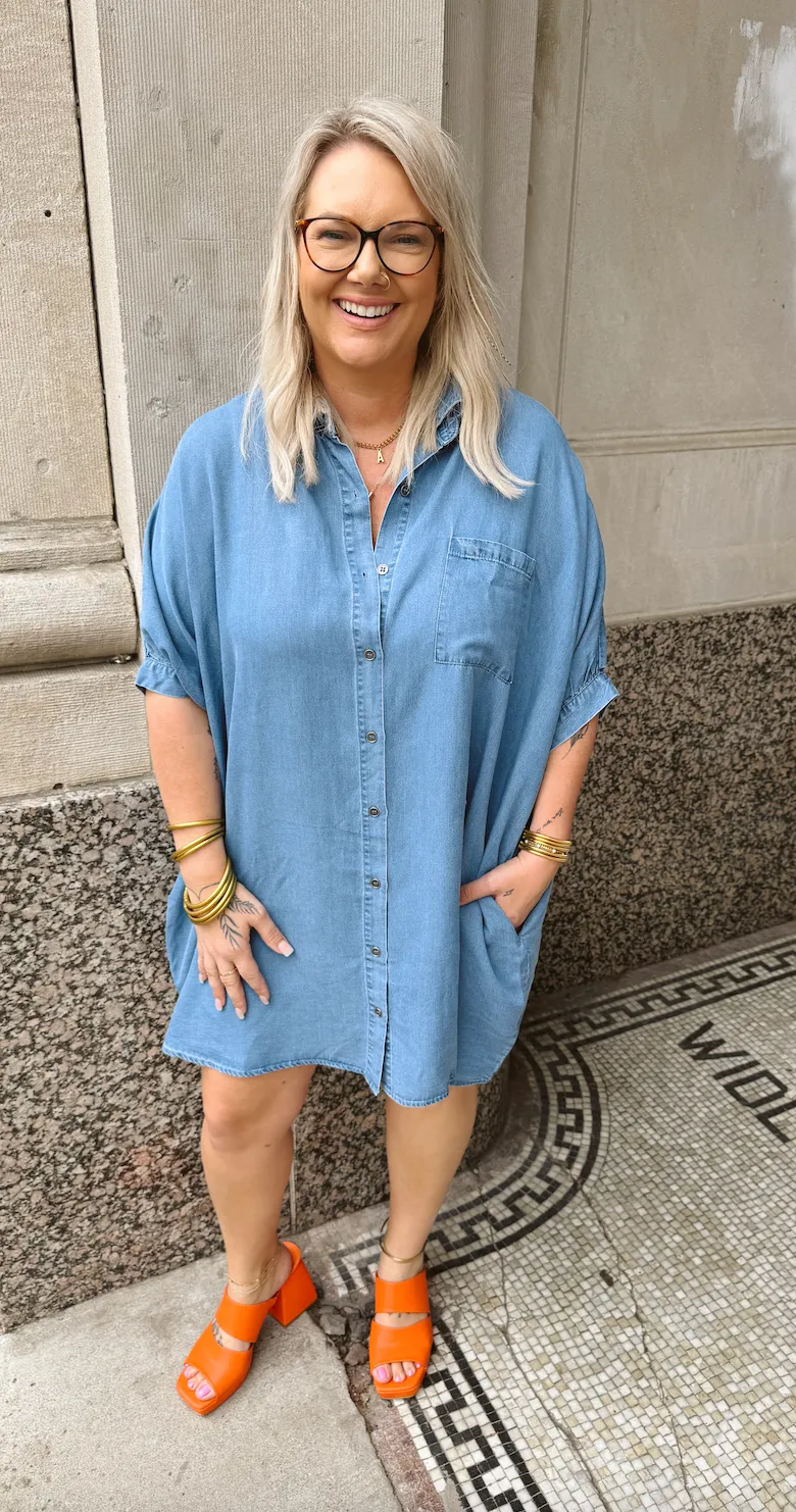 Denim Blue Collared Dress