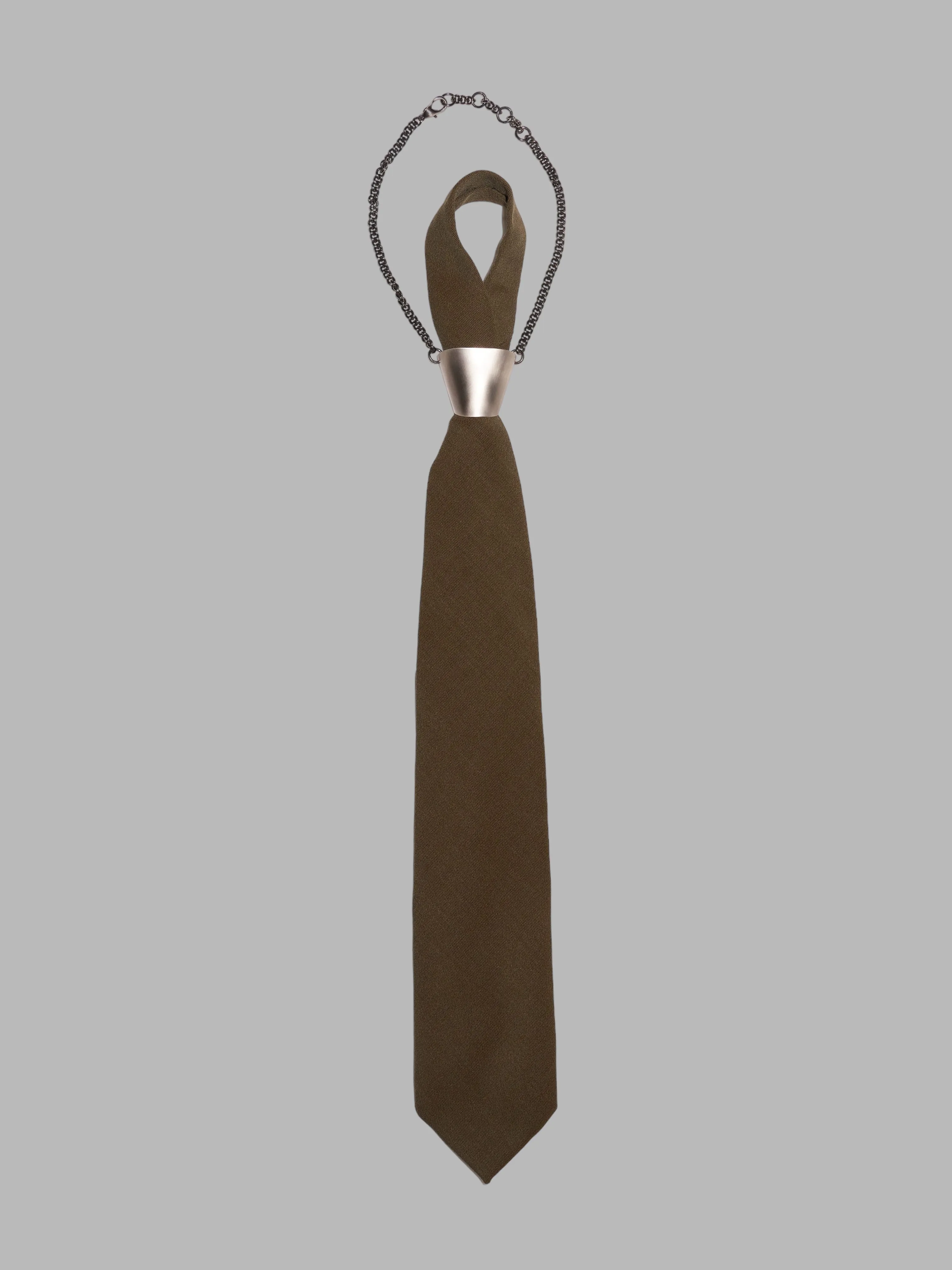 Dirk Bikkembergs winter 1997 khaki wool steel tie ring necktie