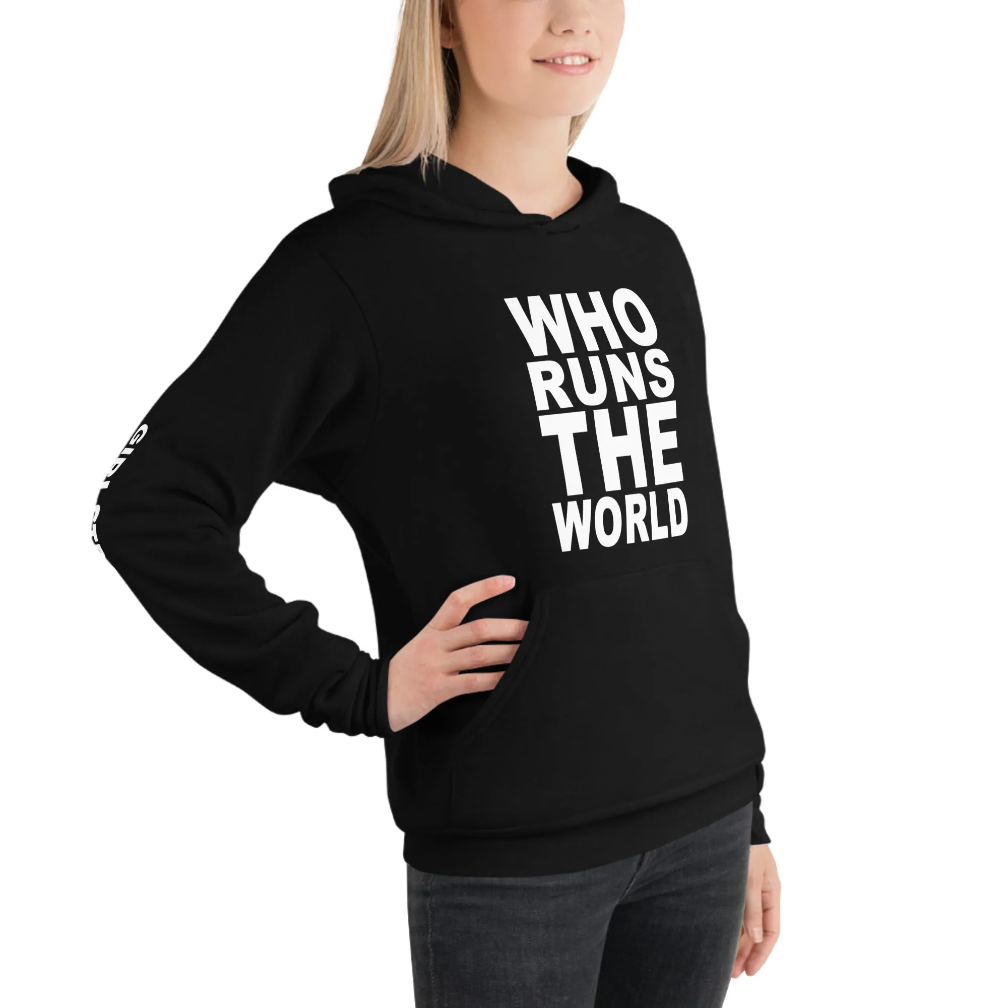 EVERYDAY FLEECE, COZY CHIC HOODIE BLACK - WHO RUNS THE WORLD