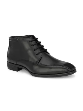 Hitz Men's Black Leather Formal Ankle Shoes with Laces