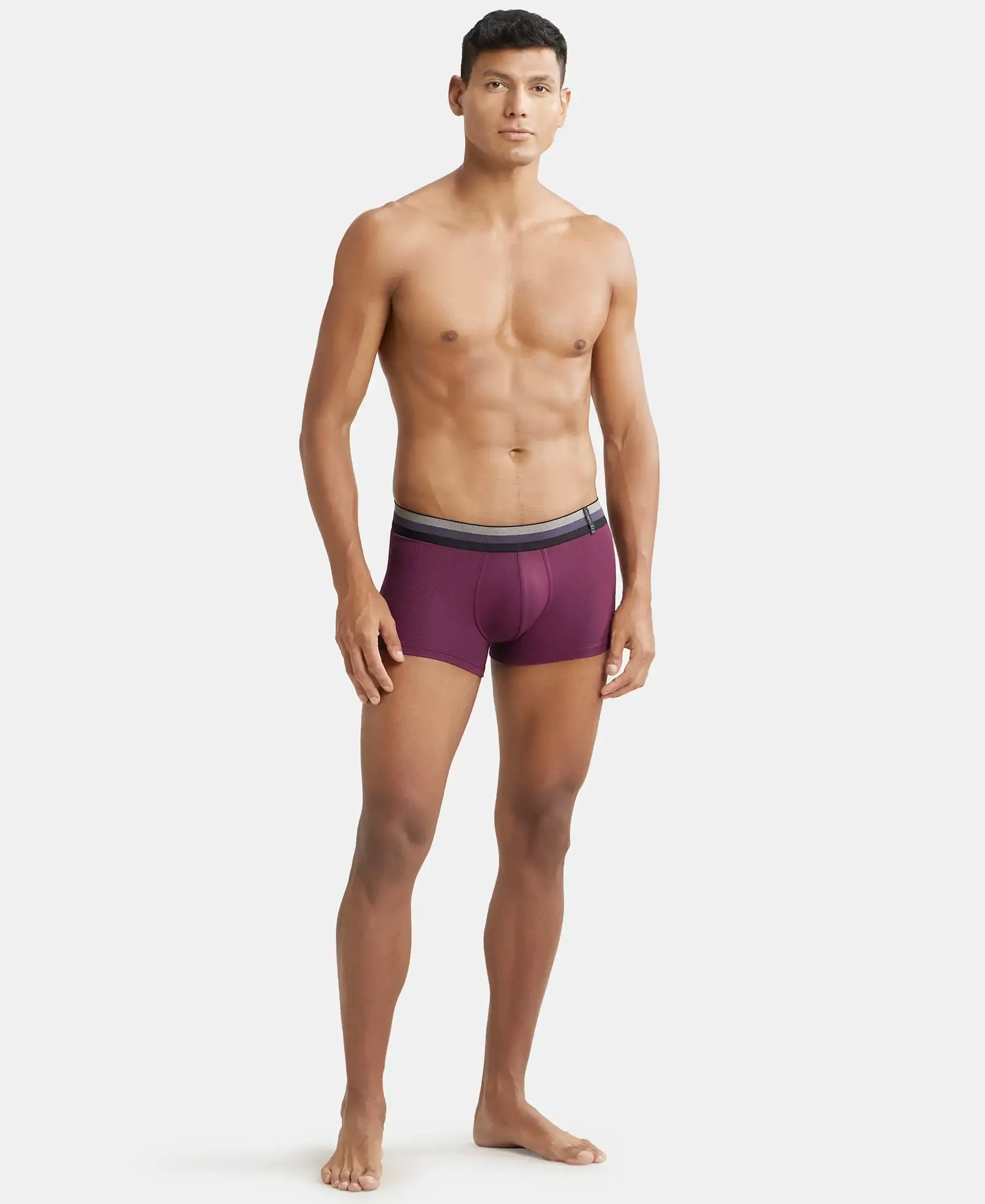 Microfiber Elastane Stretch Rib Solid Trunk with StayDry Treatment - Potent Purple