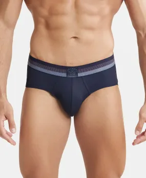 Microfiber Elastane Stretch Solid Brief with StayDry Treatment - Midnight Navy