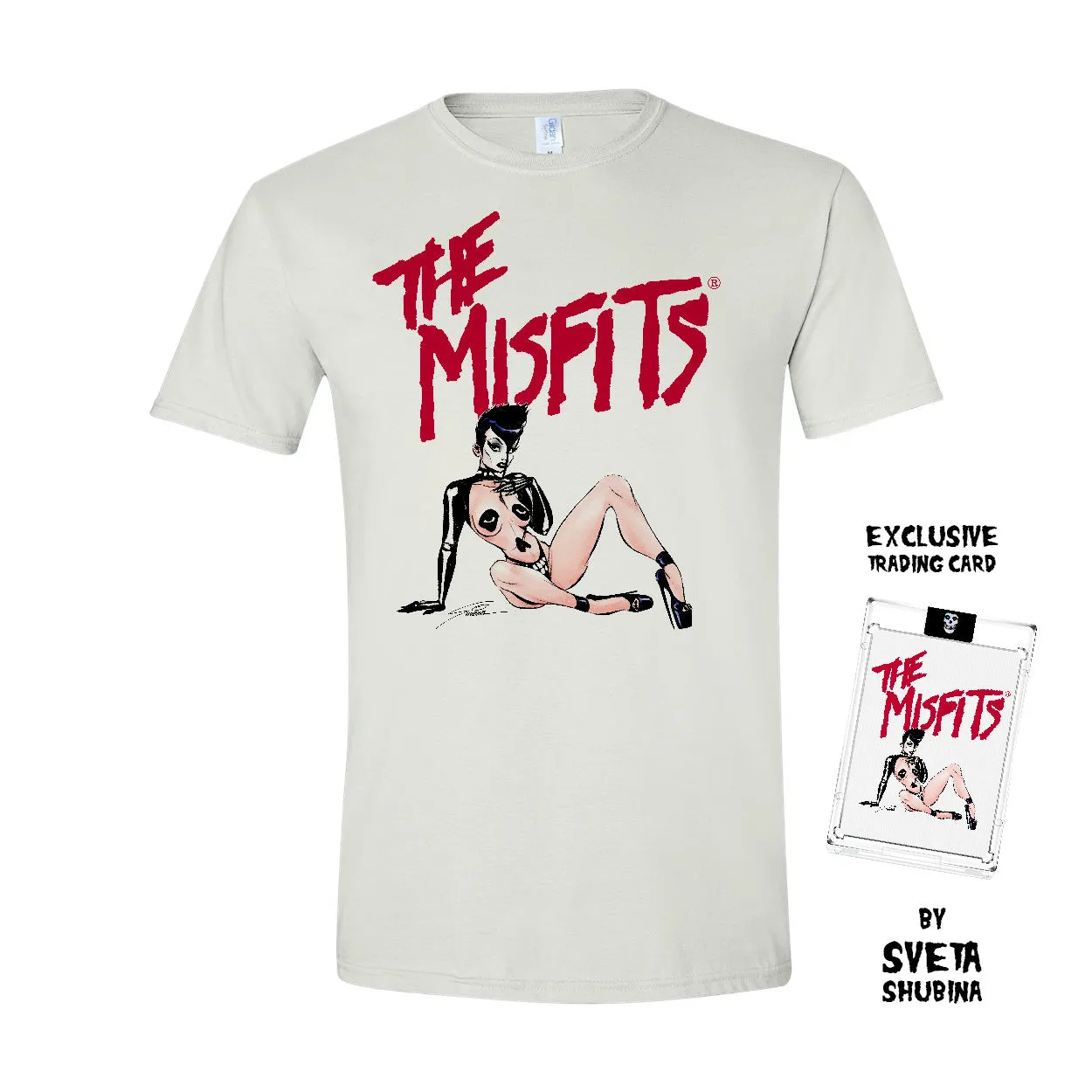 Misfits Fiendish Pin-Up White Tee w/ Trading Card