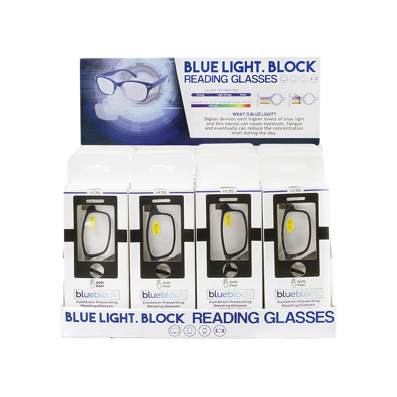 Prescription Blue Light Blocking Reading Glasses For Adults - 24 Pack