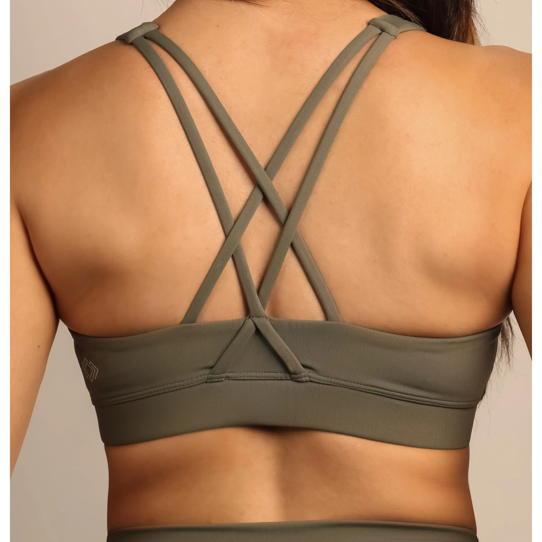 Quoia Be Your Strength Sports Bra In Olive