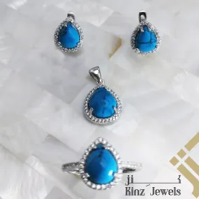 Sterling Silver Rhodium Vermeil Zircon Turquoise Jewelry Set