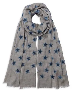 Velvet Star Pashmina - Natural/Grey