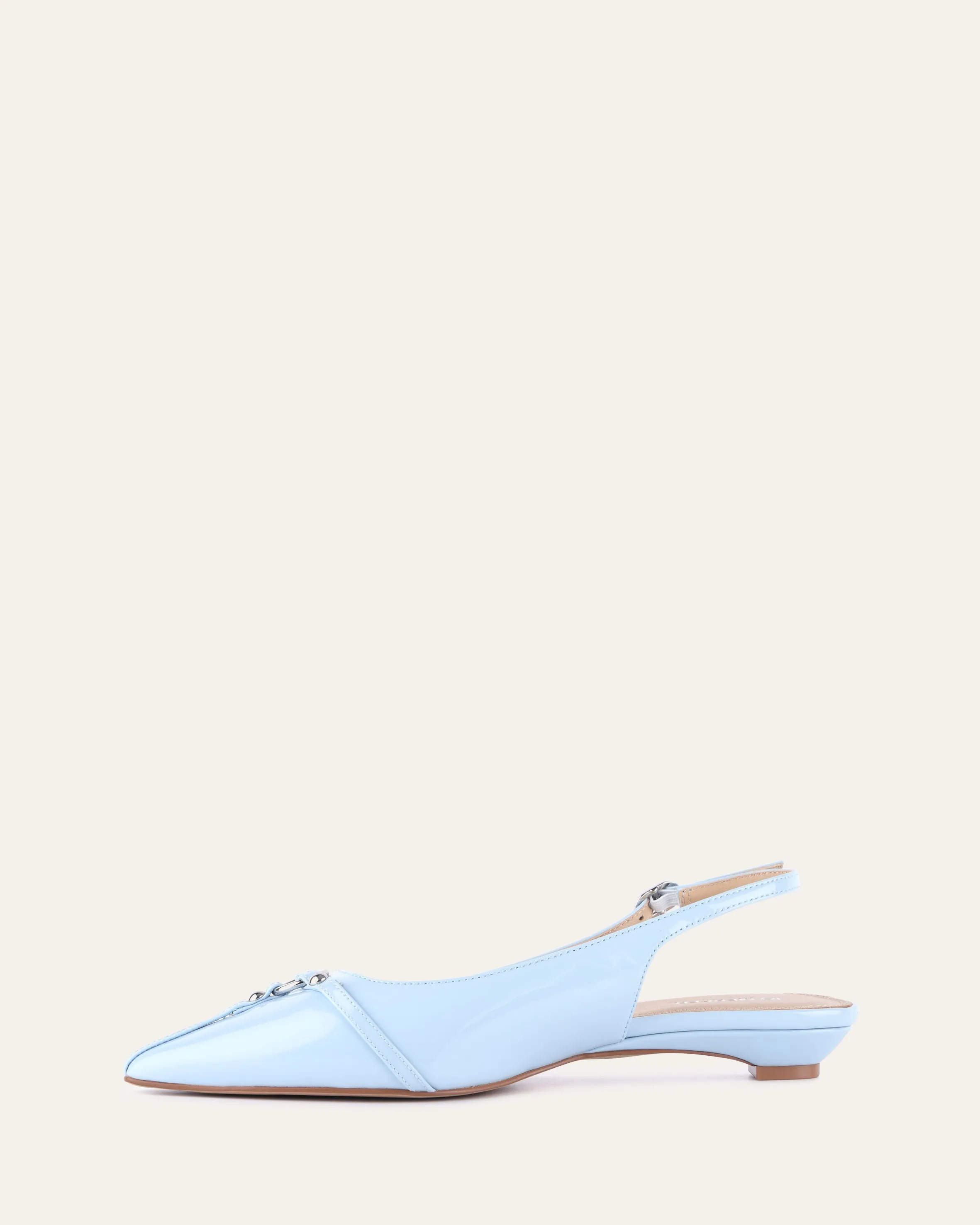 VICTORIA DRESS FLATS SKY BLUE PATENT