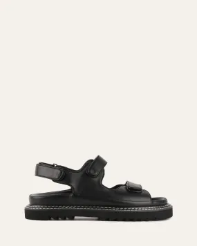 VITO FLAT SANDALS BLACK LEATHER